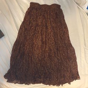 BROWN LACE MAXI FAIRYCORE SKIRT-MEDIUM